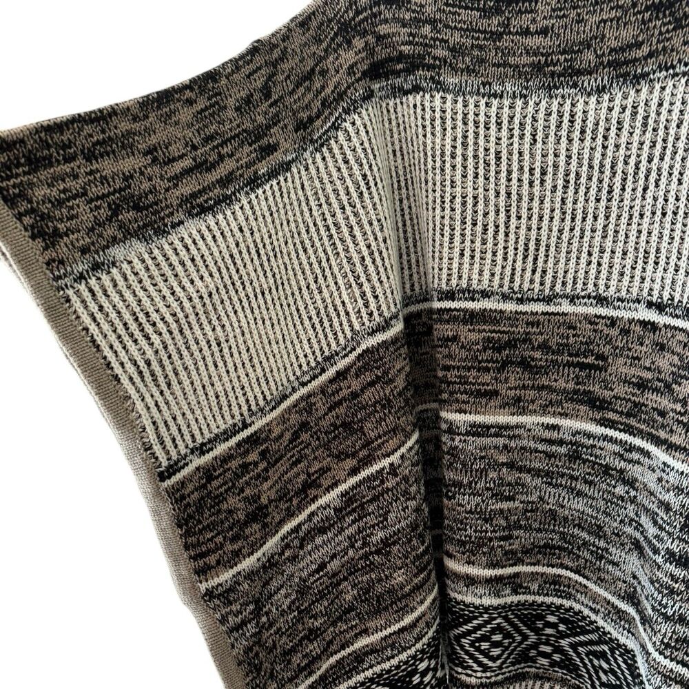 NWT Gap Tribal Stripe Print Wool Blend Pullover Sweater Poncho Cream Brown OS - Picture 4 of 10